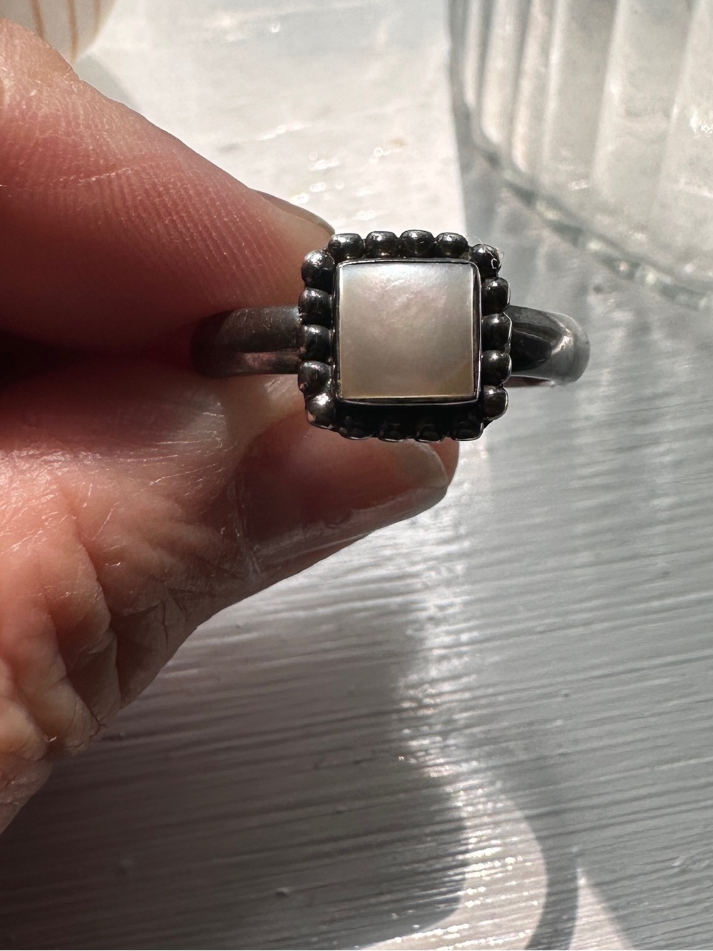 Silpada Sterling Silver Ring with Square White Mother of Pearl Size 7